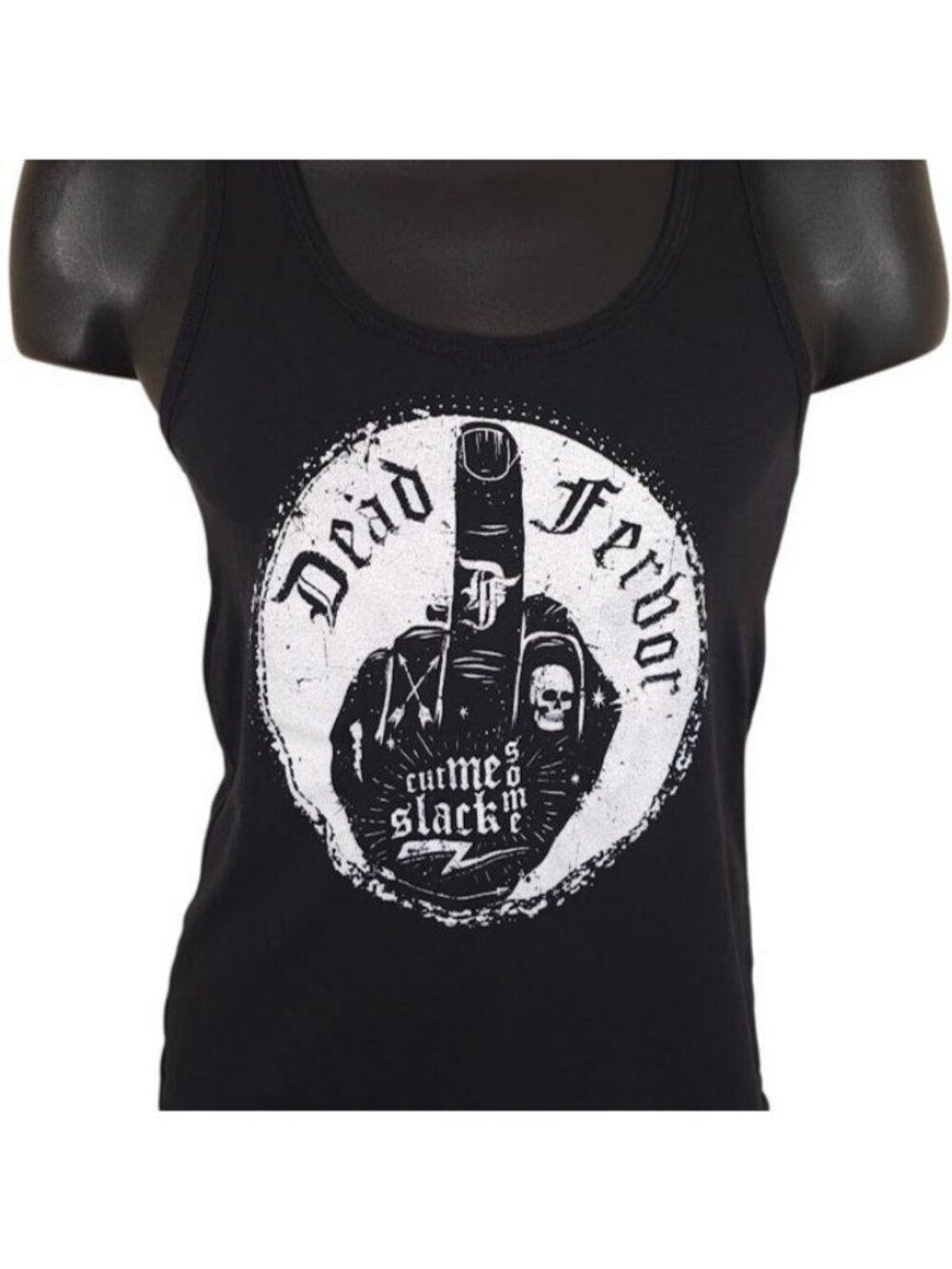 Dead Fervor Tank Top Womens Size XS Black Cut Me Some Slack Rock And Roll Band